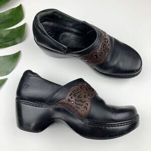 Ariat Clogs Slip On Black Leather Comfort Shoes Women's 8.5